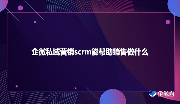 企微私域营销scrm能帮助销售做什么