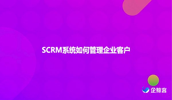 SCRM系统如何管理企业客户