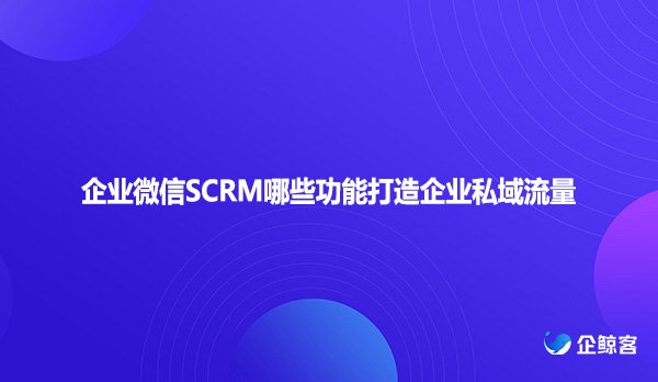 企业微信SCRM哪些功能打造企业私域流量