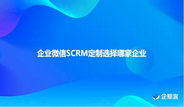 企业微信SCRM定制选择哪家企业
