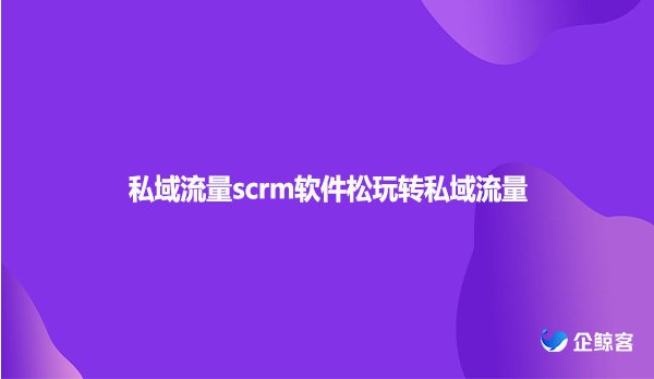 私域流量scrm软件松玩转私域流量